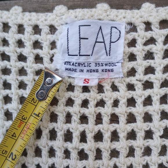 Size Small LEAP Vintage Knit Crochet Button Up Cardigan HOST PICK - Picture 3 of 15